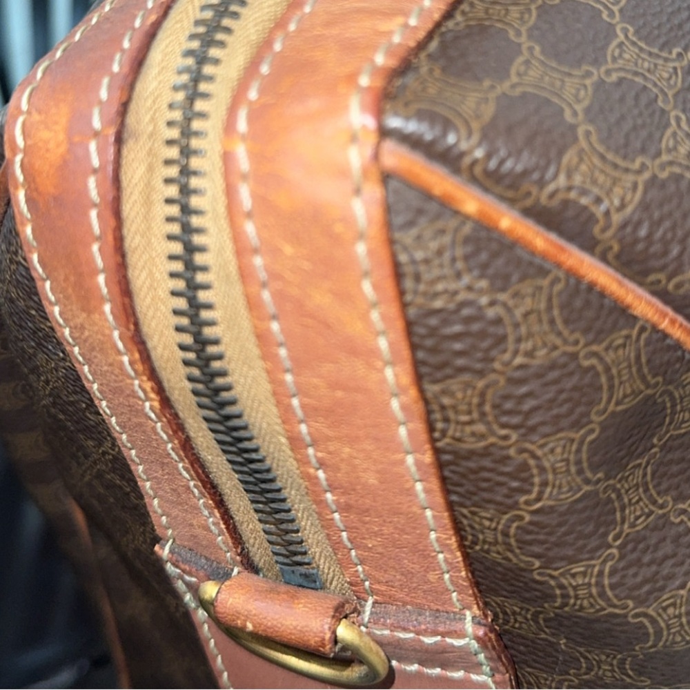 CELINE MACADAM PATTERN BOSTON BAG BROWN PVC GOLD w/ KEY LOCK AUTHENTIC - Picture 14 of 15